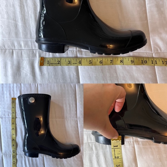 SOLD UGG Black Sienna Sherpa Insole Shiny Rain Boot Size 6/6.5 - Picture 13 of 16
